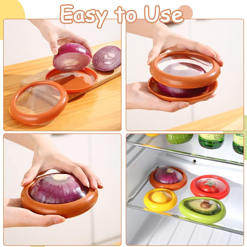 🥑🍅Silicone fruit storage box/ Silicone Food Savers for Fridge – Onion Saver, Avocado Keeper, Tomato Saver, Lemon Holder