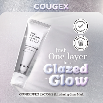 ✨ [COUGEX Official] PDRN EXOSOME Skinplaning Glaze Mask (50ml) | SILICONE BRUSH INCLUDED, COLLAGEN PEEL MASK, PDRN + EXOSOME