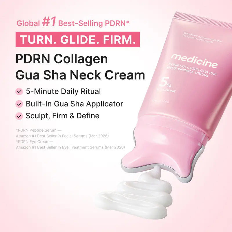 💖Buy 1 Get 1 Free - 🧬PDRN Collagen Gua Sha Neck Wrinkle Cream | Built-In Gua Sha Massager with Volufiline 5% + PDRN | Korean Skincare