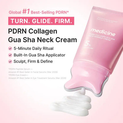 💖Buy 1 Get 1 Free - 🧬PDRN Collagen Gua Sha Neck Wrinkle Cream | Built-In Gua Sha Massager with Volufiline 5% + PDRN | Korean Skincare