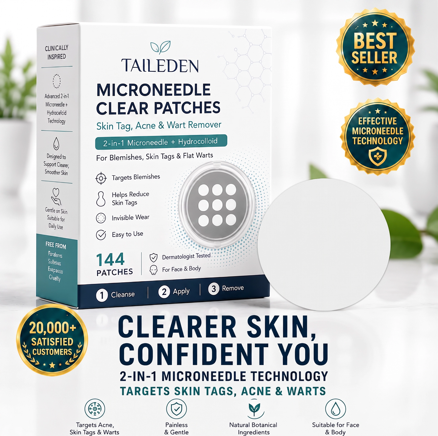 ✨2-in-1 Microneedle & Hydrocolloid Patch🍀| Invisible Patches for Face & Body