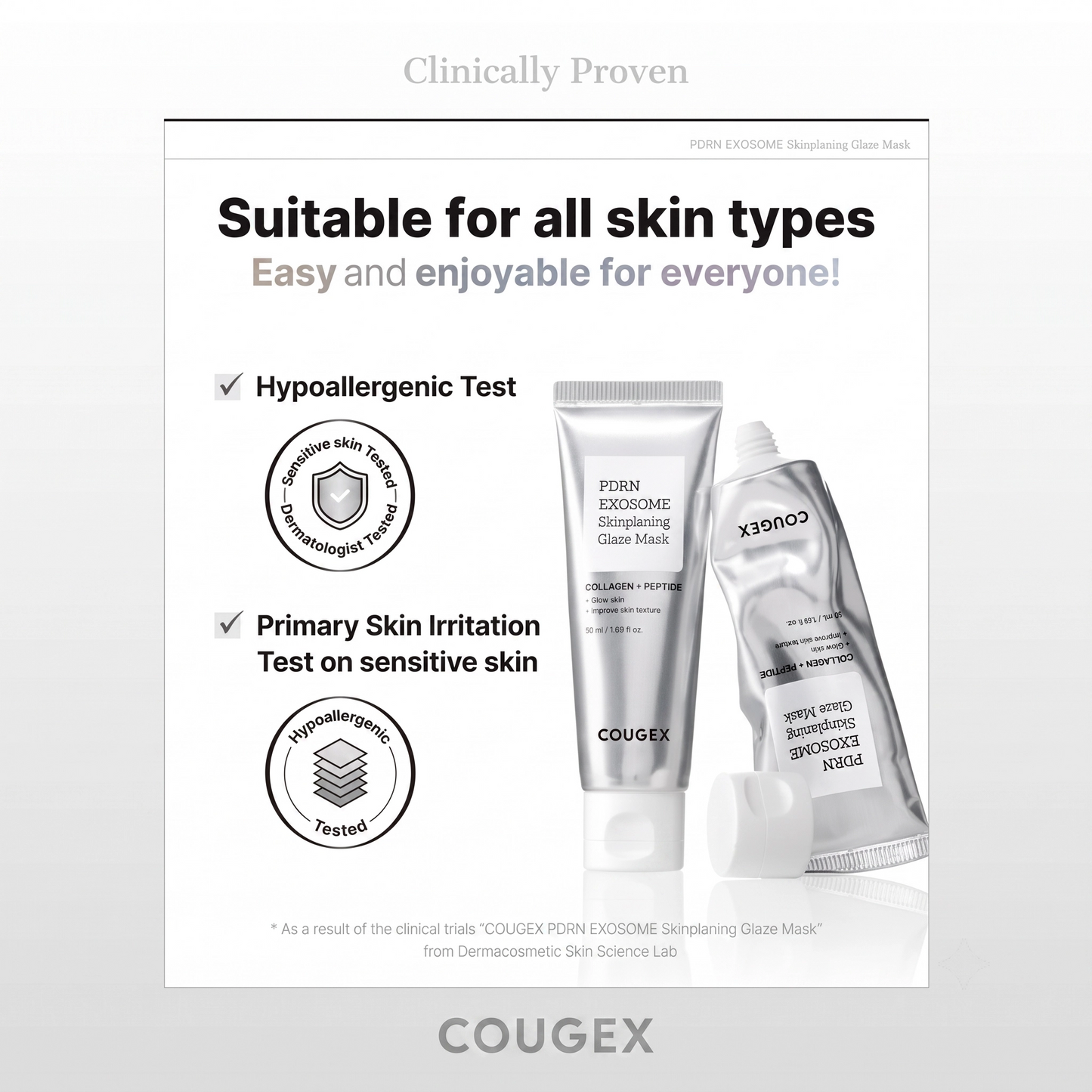 ✨ [COUGEX Official] PDRN EXOSOME Skinplaning Glaze Mask (50ml) | SILICONE BRUSH INCLUDED, COLLAGEN PEEL MASK, PDRN + EXOSOME