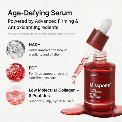 NAD+ EGF Firming Serum | NAD+, EGF, Collagen Extract, Anti-aging, Plumping, Radiance Boosting Serum | Cares for Look of Fine Lines, Skin Elasticity & Firmness For Youthful-looking Skin (30ml / 1.01 fl. oz.) | Korean Skincare, K-Beauty