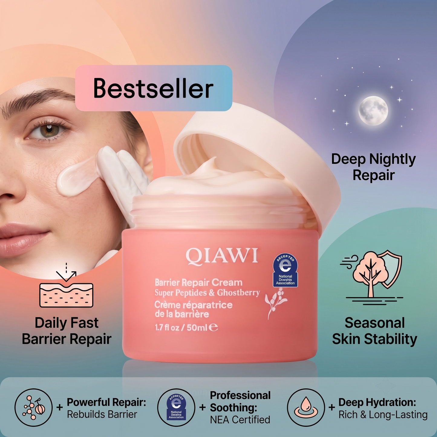 ✨Buy 1 Get 1 Free - 💧QIAWI™ Ultra Peptide Barrier Repair Cream - Repair Damaged Skin Barrier,Reduce Redness & Dryness