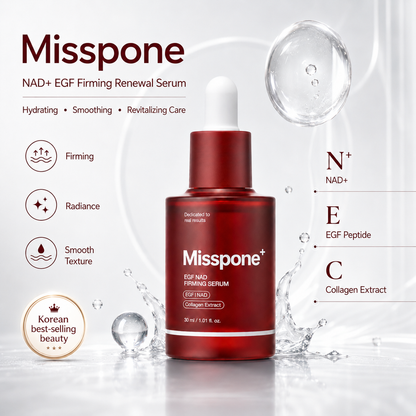 NAD+ EGF Firming Serum | NAD+, EGF, Collagen Extract, Anti-aging, Plumping, Radiance Boosting Serum | Cares for Look of Fine Lines, Skin Elasticity & Firmness For Youthful-looking Skin (30ml / 1.01 fl. oz.) | Korean Skincare, K-Beauty