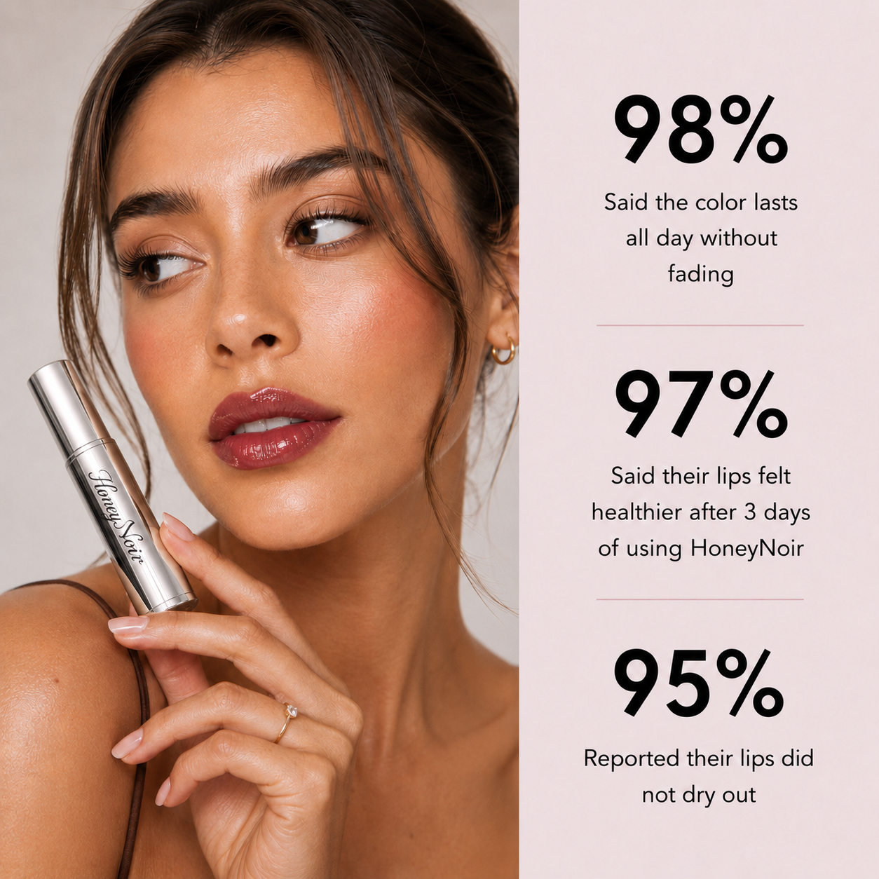 Woman wearing HZA™️ Honey Lipstick