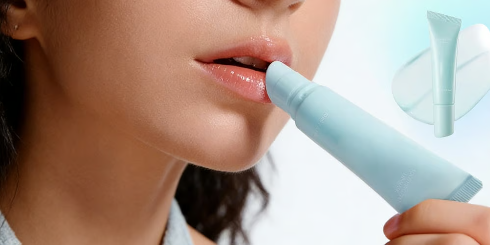 HZA peel-off lip mask being applied to lips