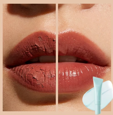 Comparison between dry flaky lips and smoother glossy lips