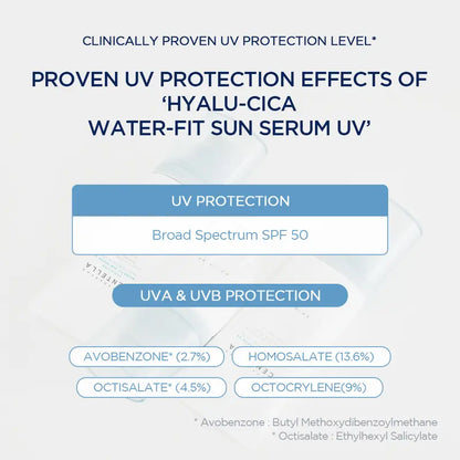 ⏰Limited Time Offer: Buy 1 Get 1 FREE - Hyalu-Cica Water-Fit Sun Serum UV - Daily Use, Korean Sunscreen, Sunscreen for Sensitive Skin