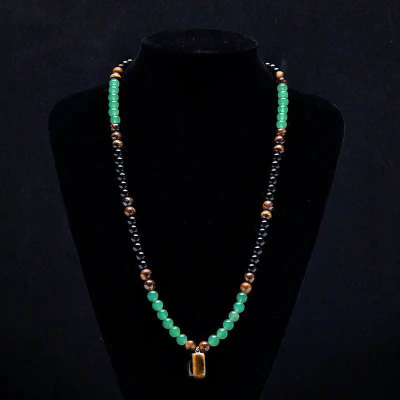 Crystal Fortune Pendant Necklace | GreenAventurine & Tiger Eye Pendant