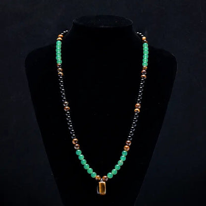 Crystal Fortune Pendant Necklace | GreenAventurine & Tiger Eye Pendant