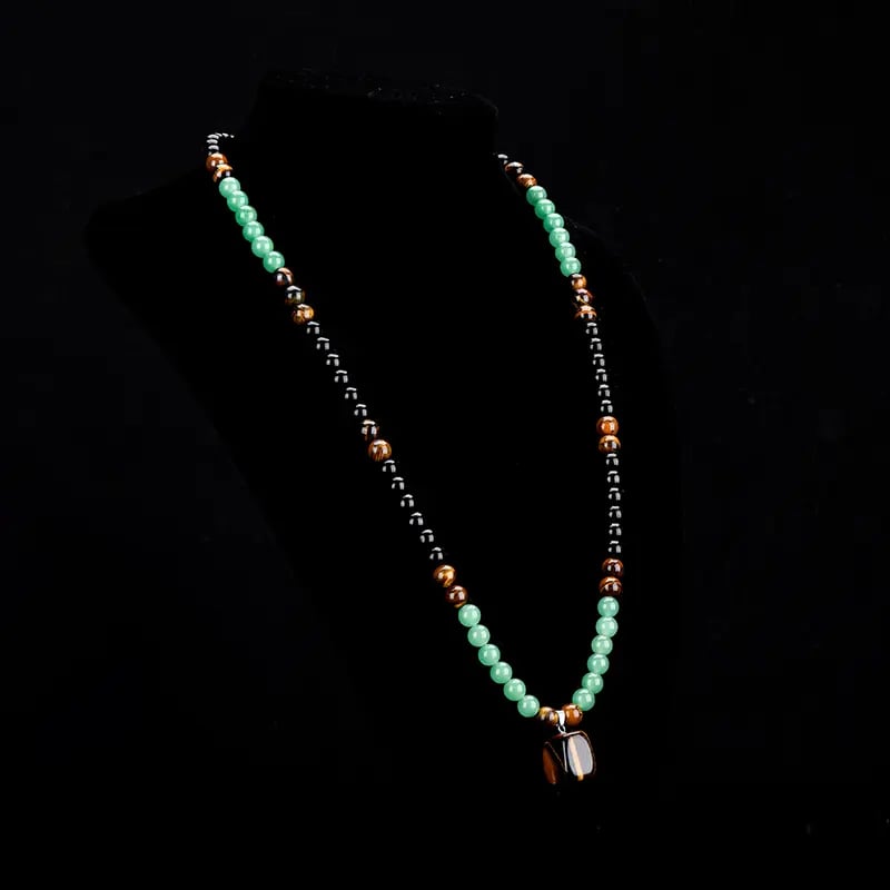 Crystal Fortune Pendant Necklace | GreenAventurine & Tiger Eye Pendant